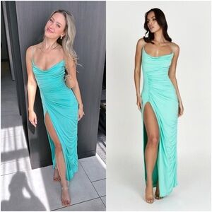 MESHKI Candice Ruched Maxi Dress In Mint